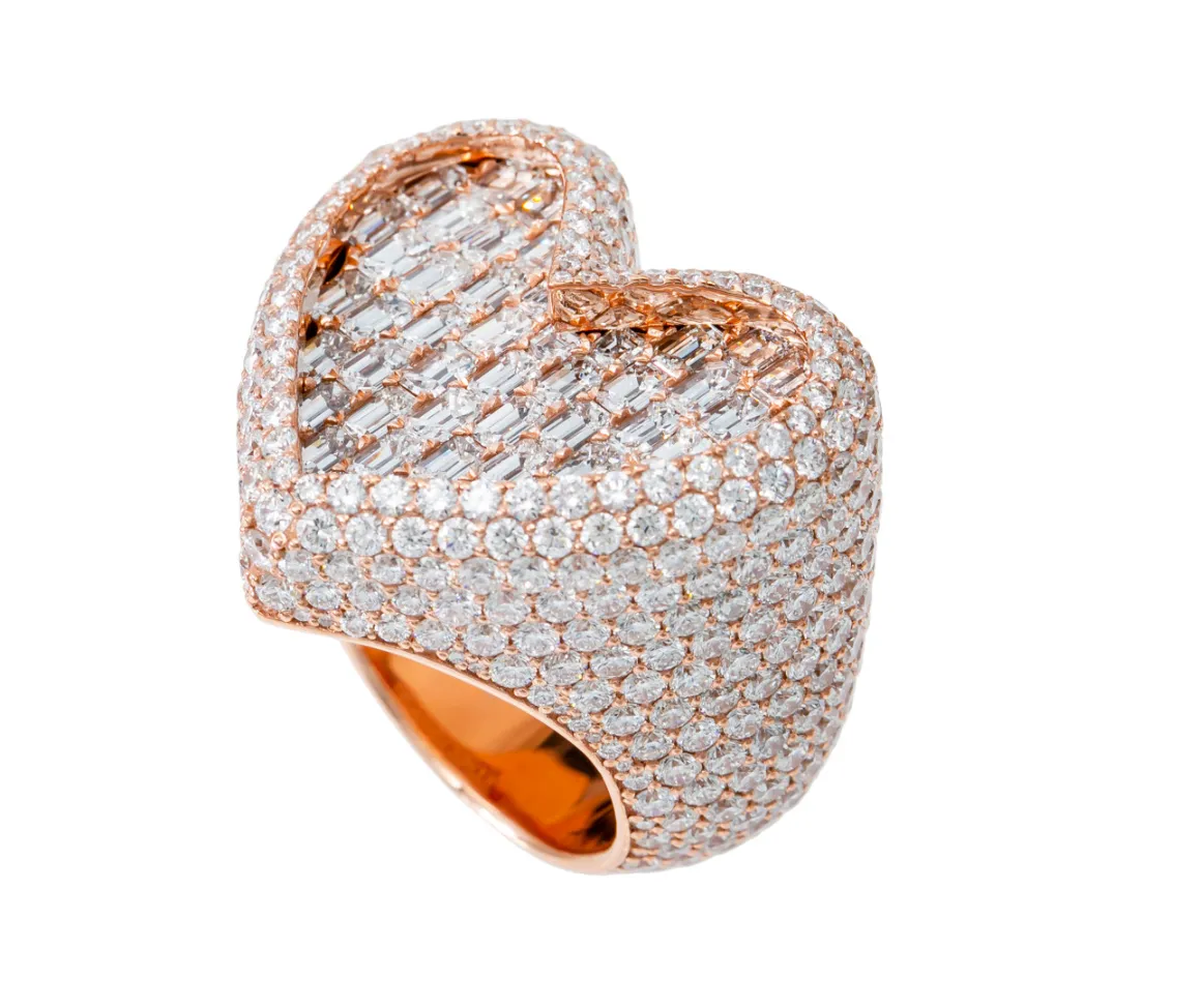 14K Gold Diamond Heart Ring