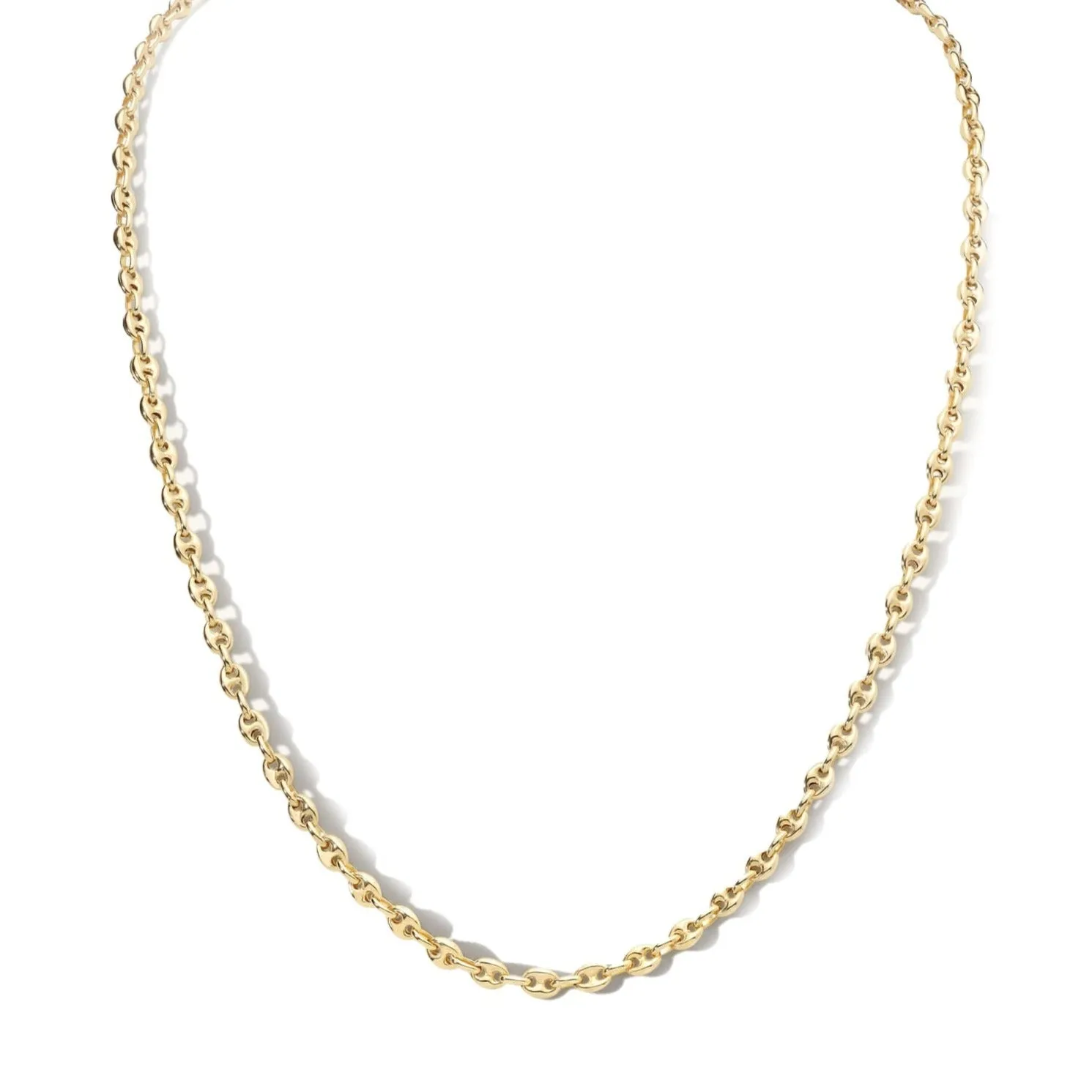 14K Gold Puffed Mariner Chain