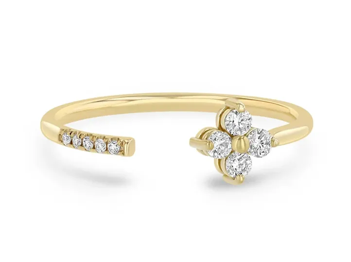 14K PRONG DIAMOND QUAD & PAV DIAMOND OPEN RING