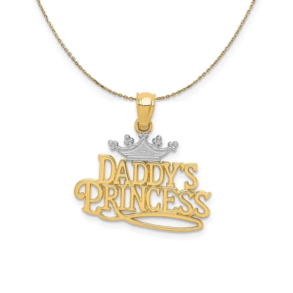 14k Yellow Gold & Rhodium Daddy's Princess Script Necklace