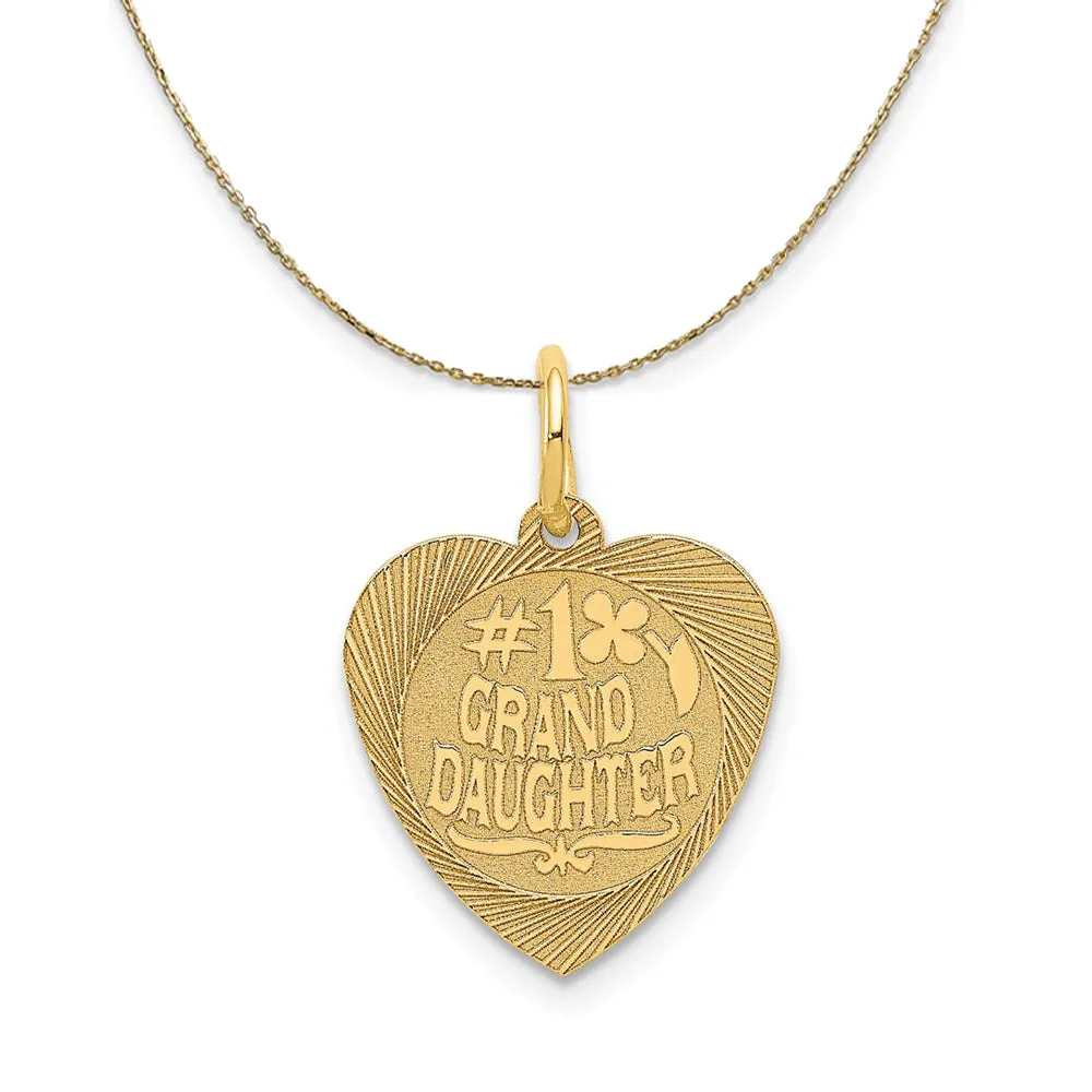 14k Yellow Gold #1 Granddaughter Engravable Heart Necklace