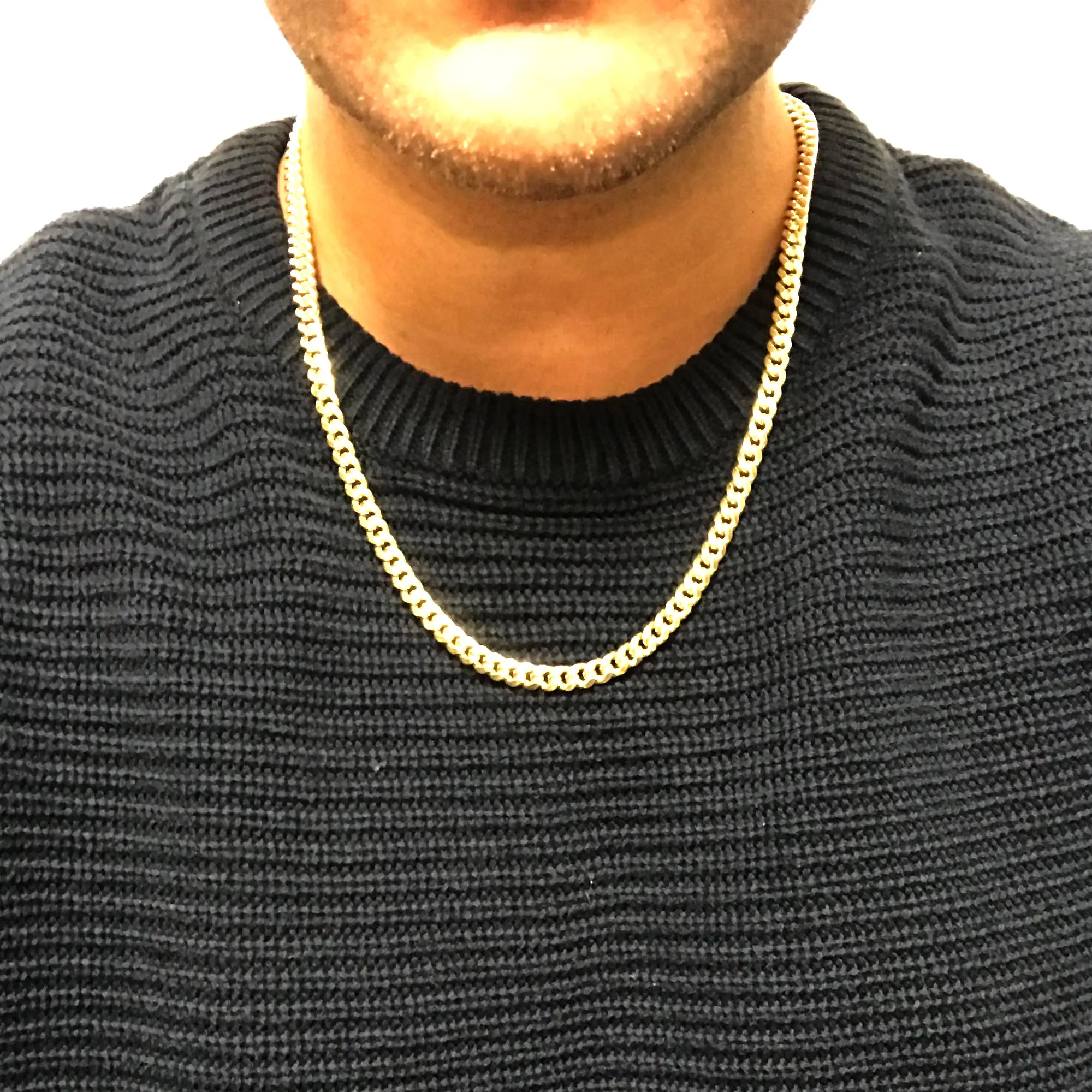 14k Yellow Gold Miami Cuban Link Chain Necklace, Width 6mm