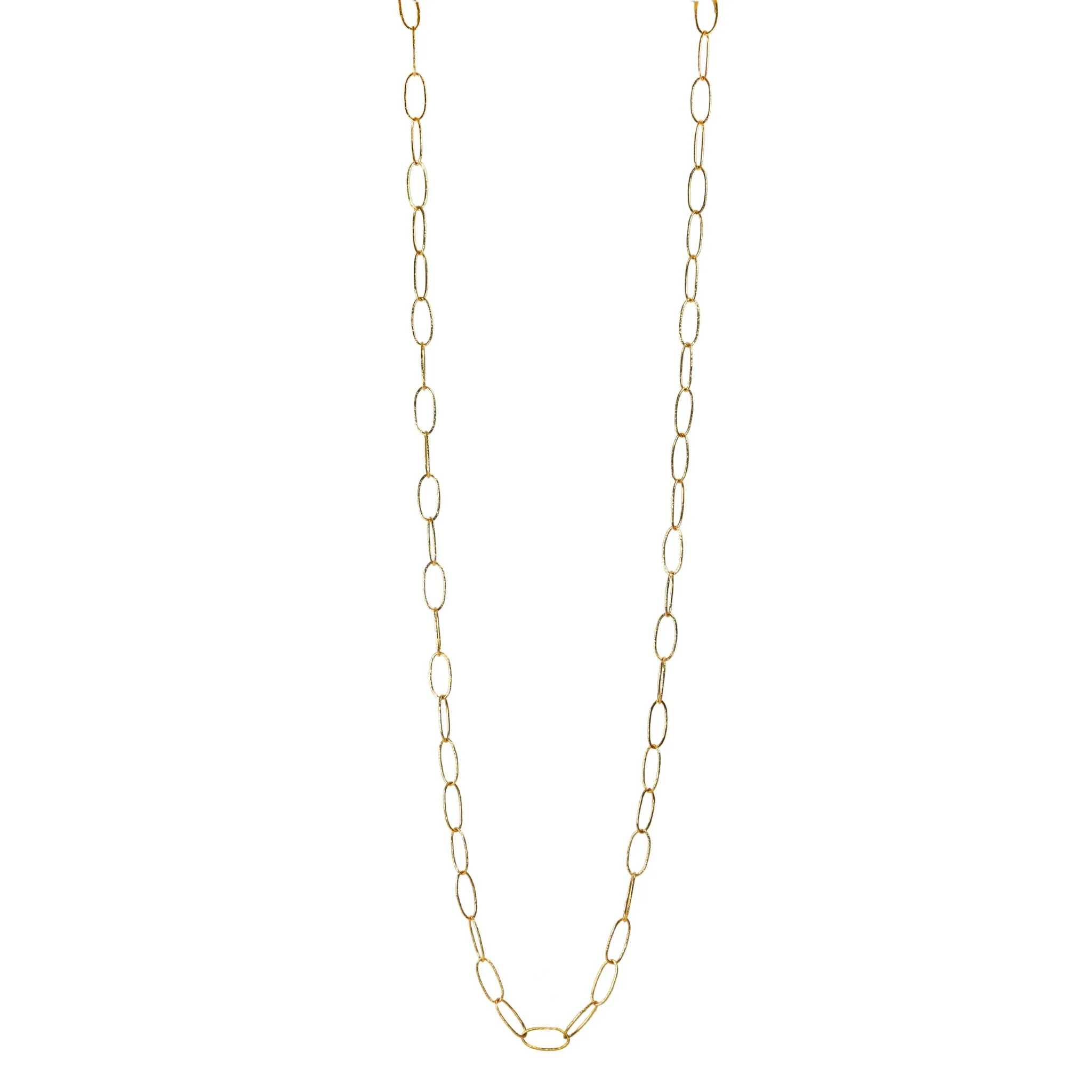 18K Gold Hammered Bubble Oval Chain Necklace