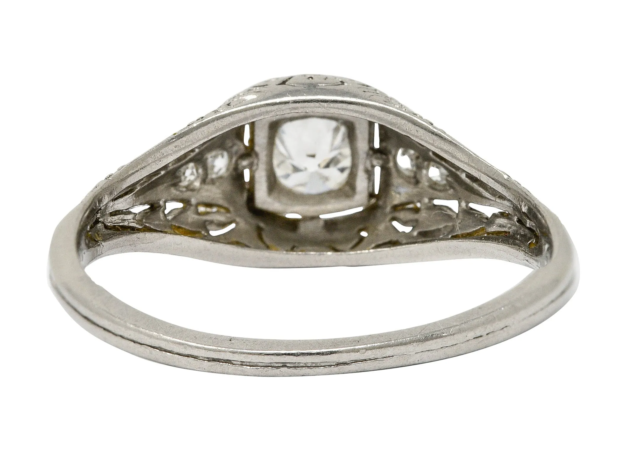 1925 Early Art Deco 0.32 CTW Diamond Platinum Foliate Engagement Ring