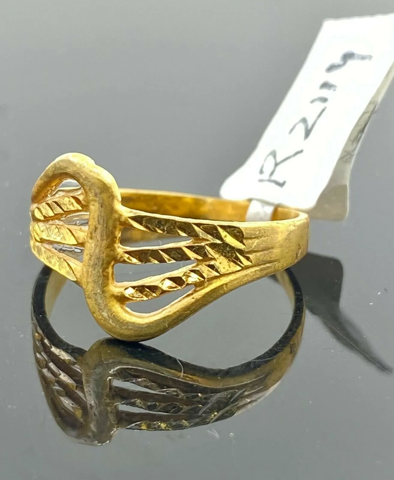 22k Ring Solid Gold ELEGANT Charm Geometric Band SIZE 5.25 RESIZABLE r2114