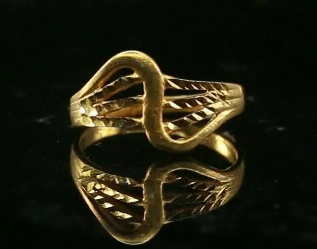 22k Ring Solid Gold ELEGANT Charm Geometric Band SIZE 5.25 RESIZABLE r2114