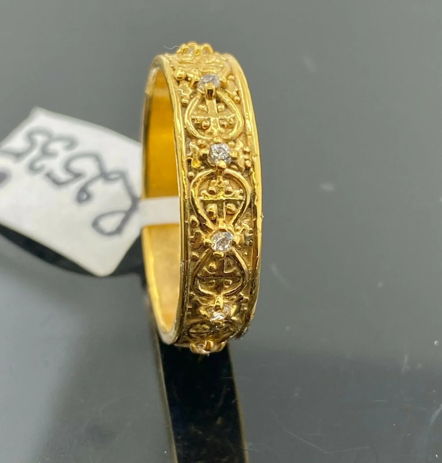 22k Ring Solid Gold ELEGANT Charm Ladies Band SIZE 7.75 RESIZABLE r2535mon