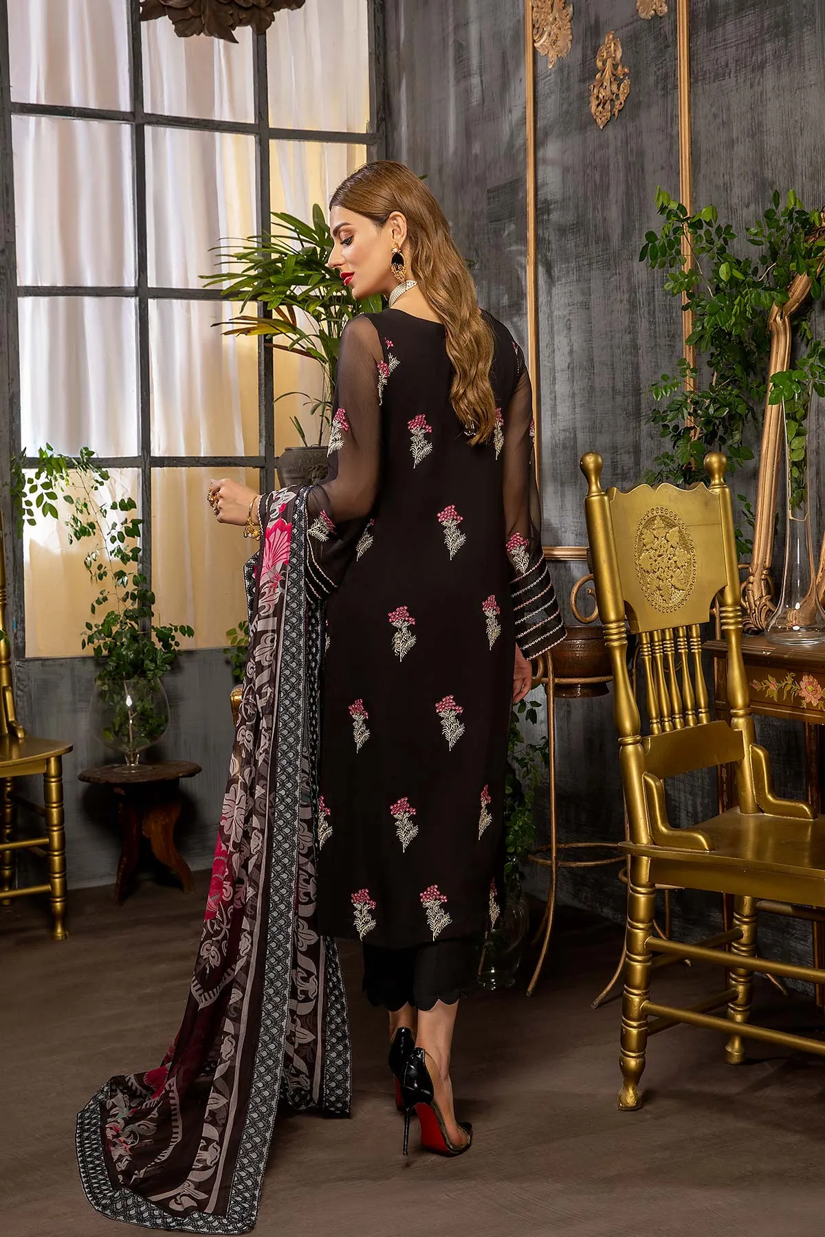 3 Pc Unstitched Embroidered Chiffon CAL-001