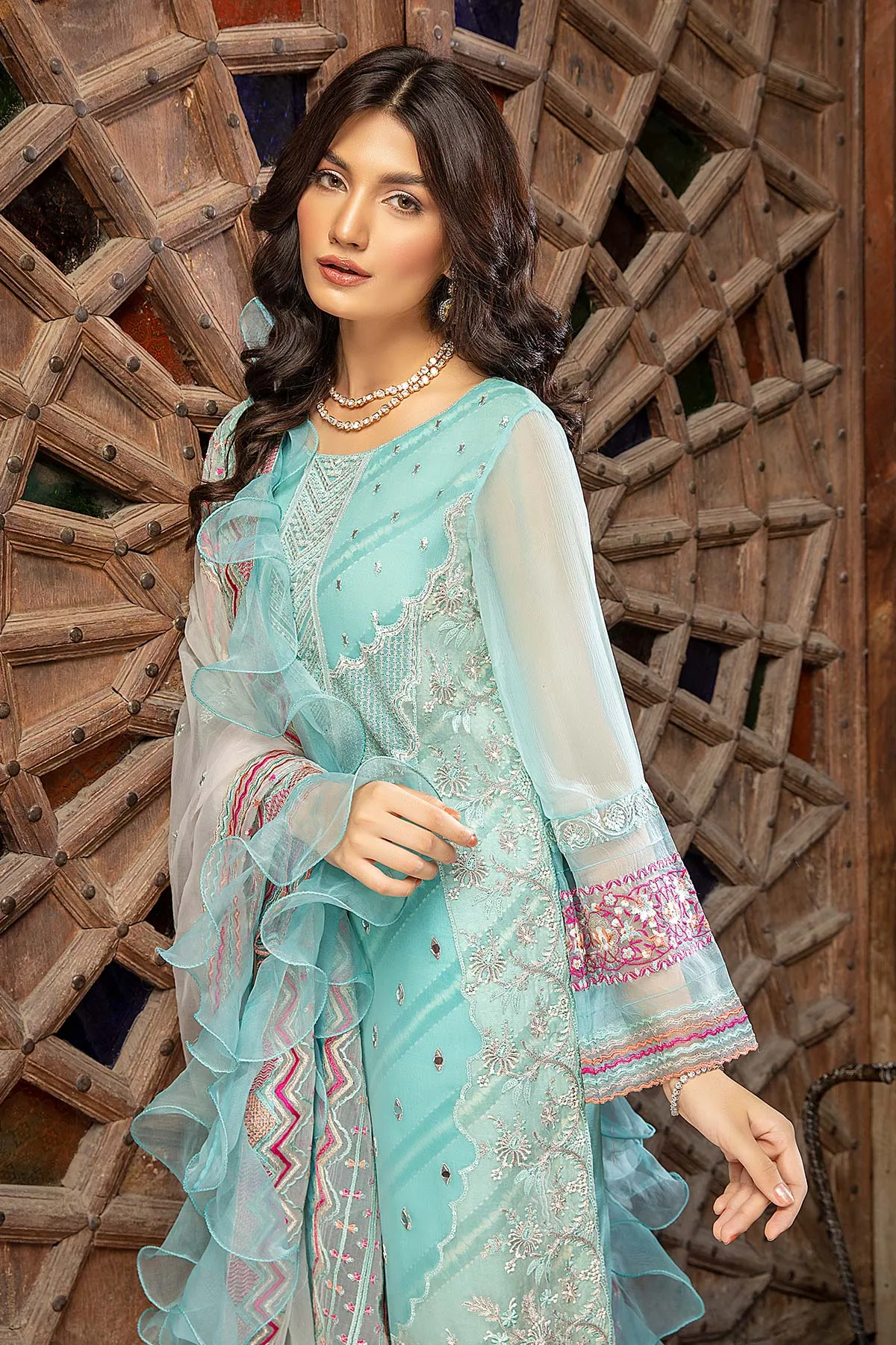 3 Pc Unstitched Embroidered Chiffon CAL-14