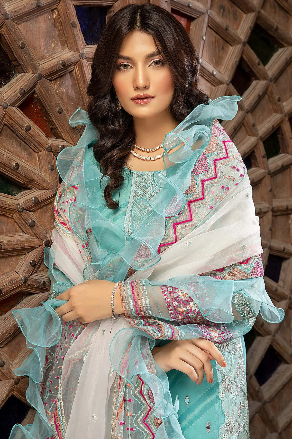 3 Pc Unstitched Embroidered Chiffon CAL-14