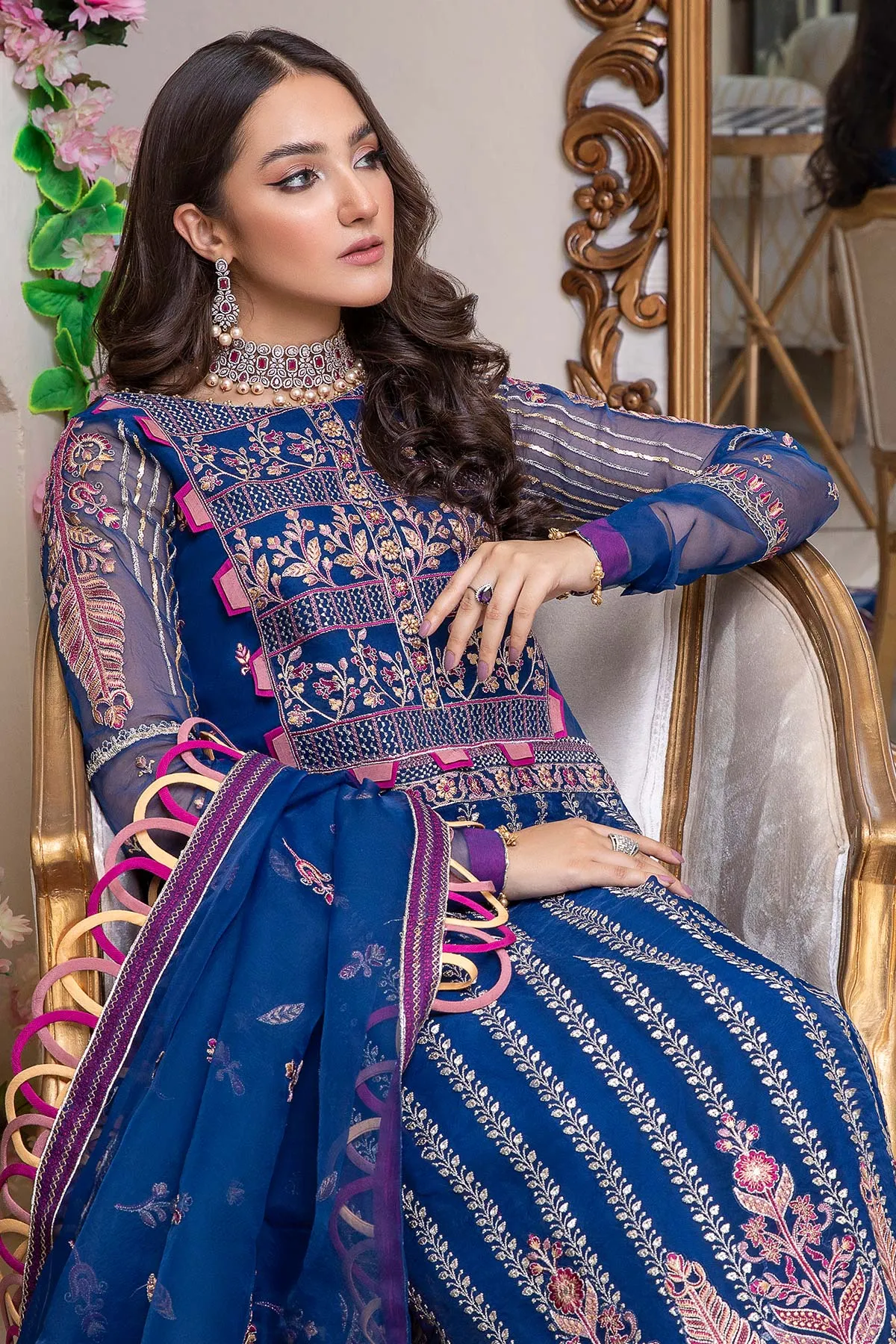 3 Pc Unstitched Embroidered Chiffon CHM-03