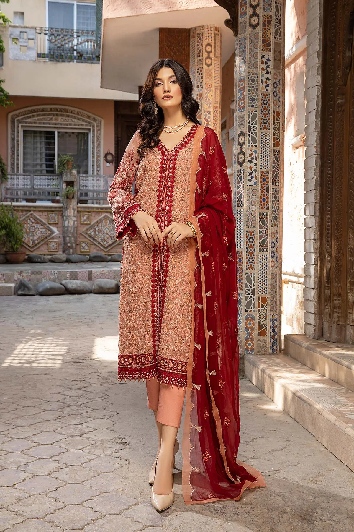 3 Pc Unstitched Embroidered chiffon CHM-40