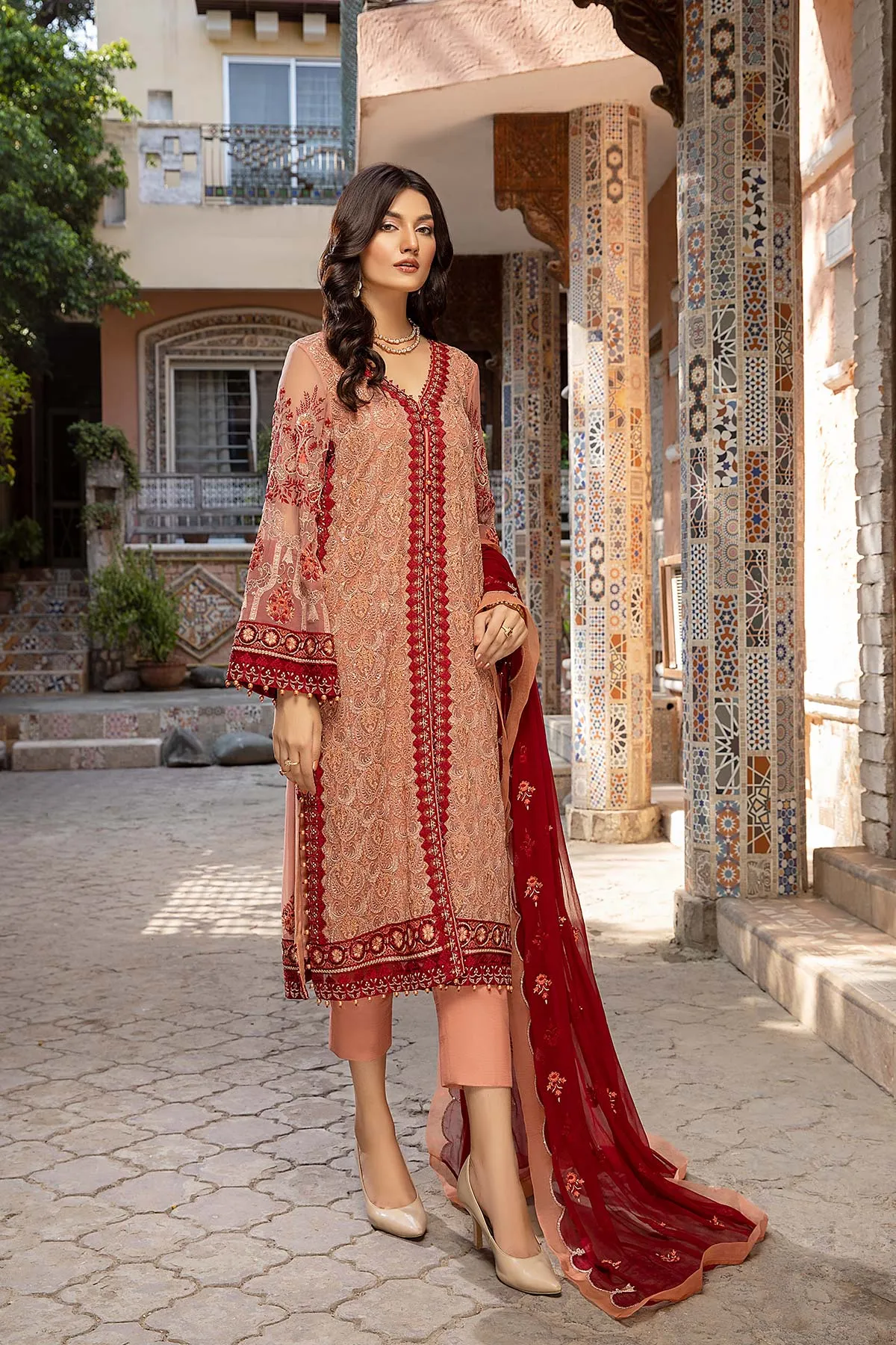 3 Pc Unstitched Embroidered chiffon CHM-40