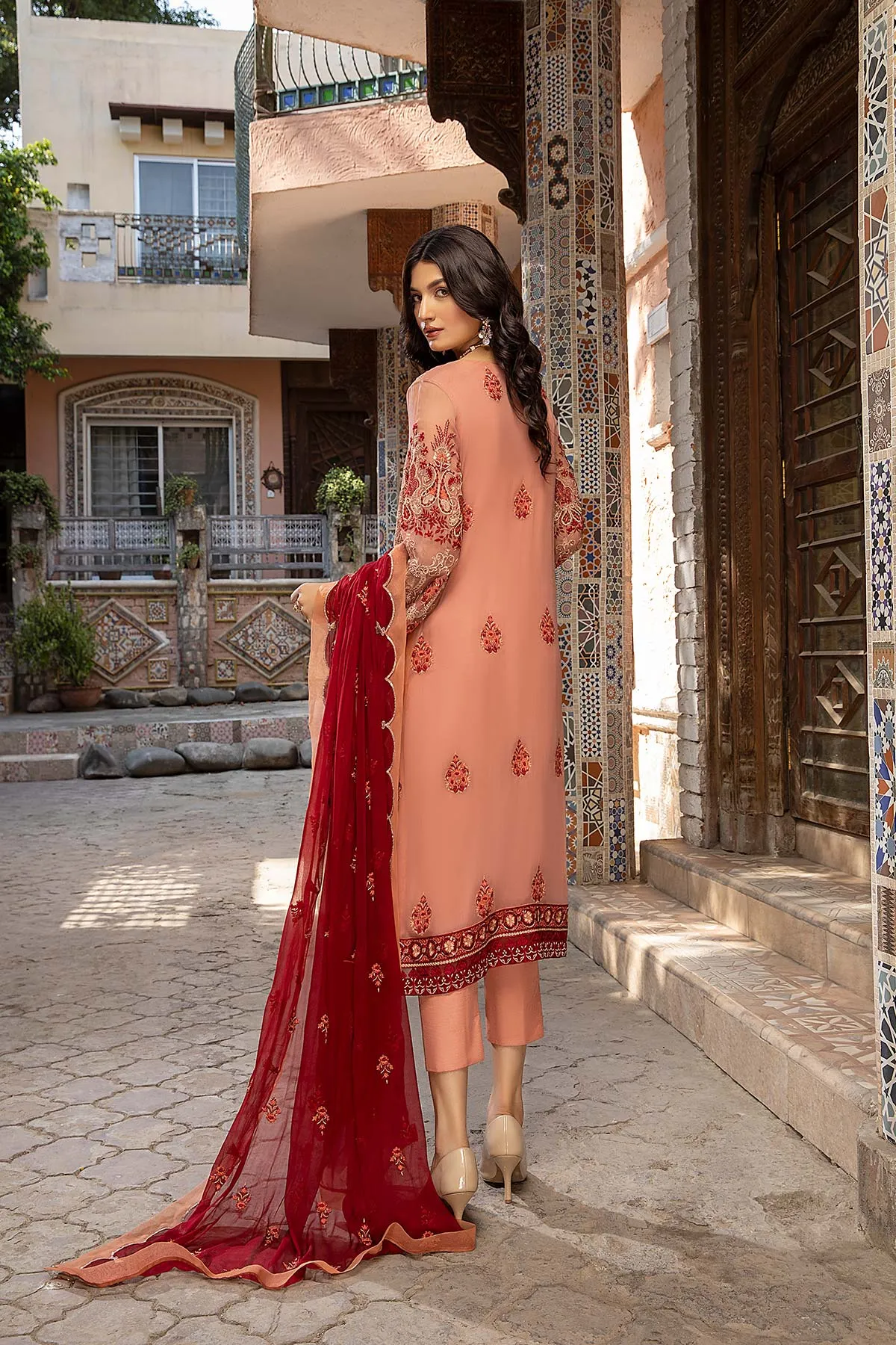 3 Pc Unstitched Embroidered chiffon CHM-40