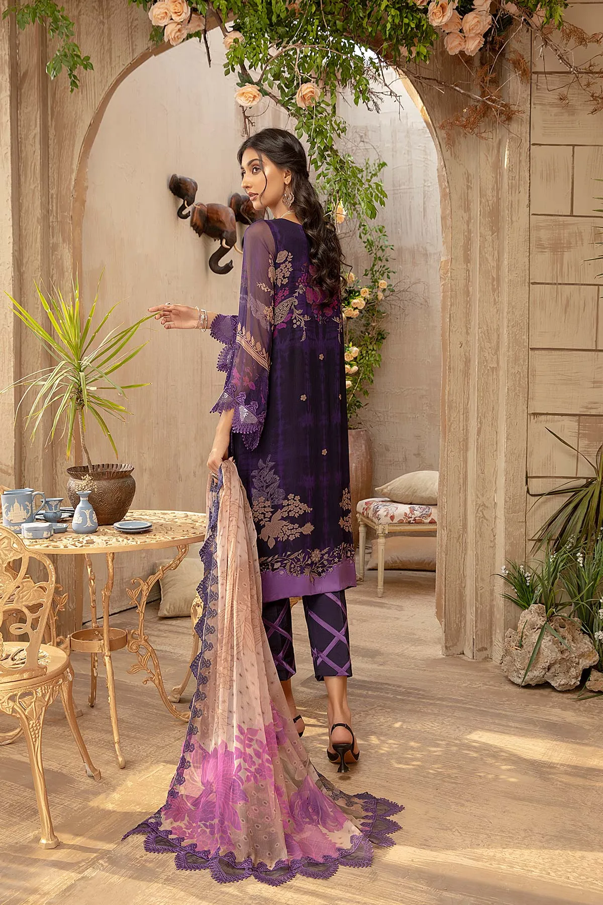 3 Pc Unstitched Embroidered Chiffon VSL21-14