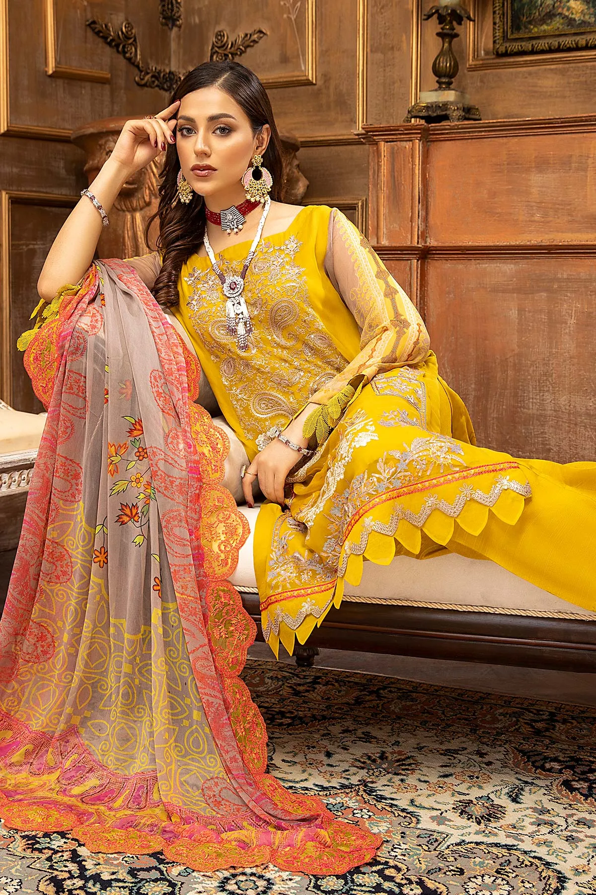 3 Pc Unstitched Embroidered Chiffon with Dupatta VSL-03