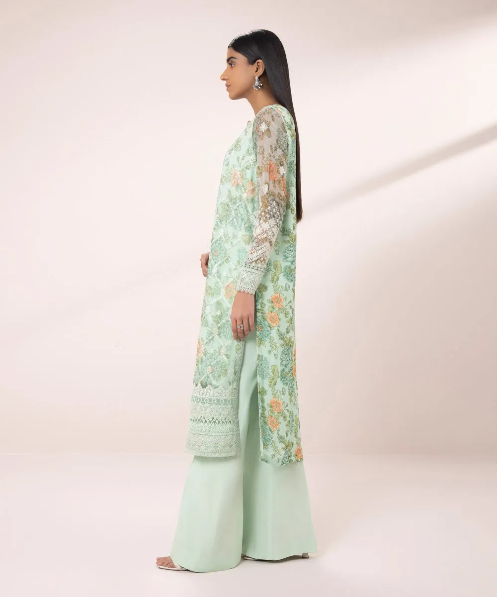 3 Piece - Embroidered Chiffon Suit