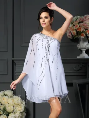 A-line One-Shoulder Sequin Short/Mini Chiffon Mother of the Bride Dress  #XM230135