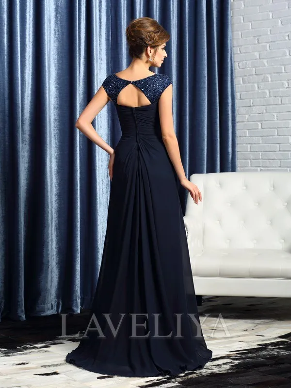 A-line Straps Beading Sweep Train Chiffon Mother of the Bride Dress  #XM230149