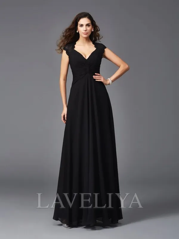 A-line V-neck Pleated Floor-Length Chiffon Bridesmaid Dress  #ZB230005