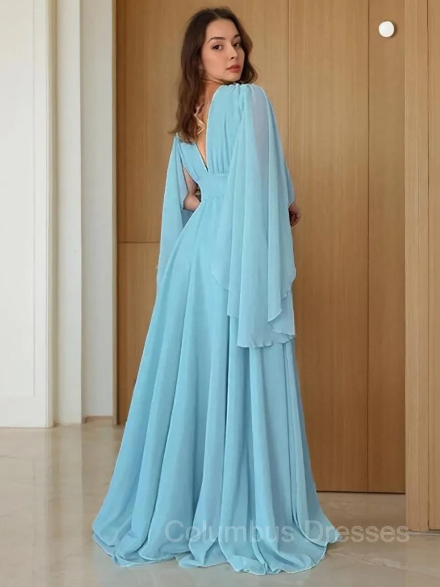 A-Line/Princess V-neck Floor-Length Chiffon Mother of the Bride Dresses With Ruffles