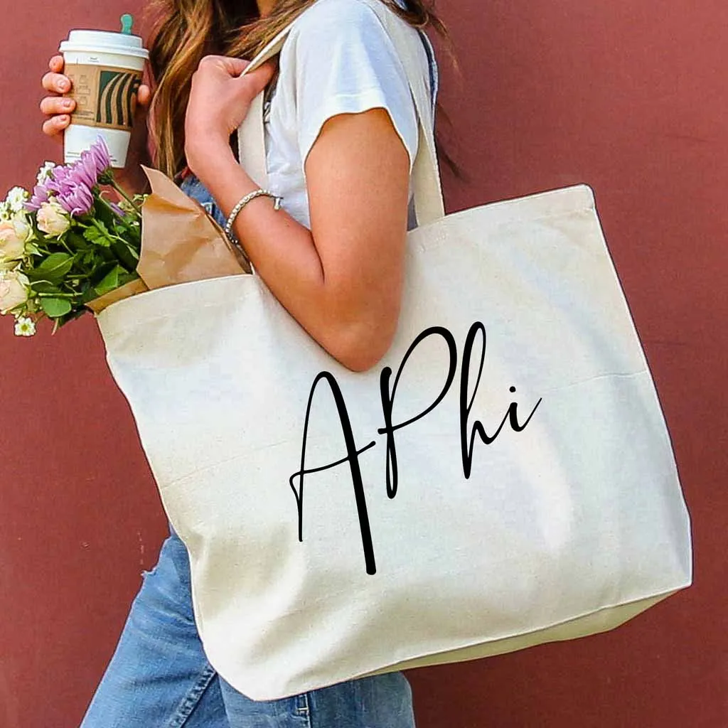 Alpha Phi Script Writing Nickname Canvas Tote Bag