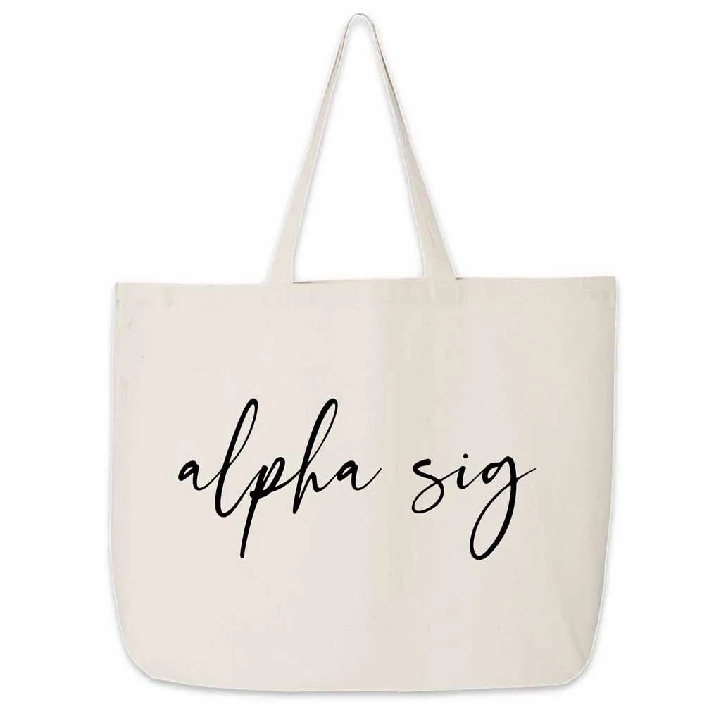 Alpha Sigma Alpha Script Writing Nickname Canvas Tote Bag