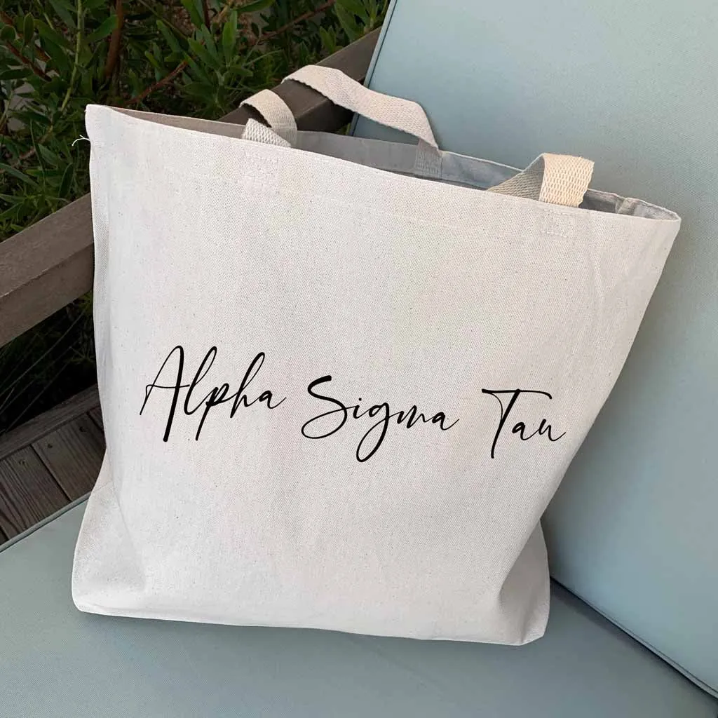 Alpha Sigma Tau Script Writing Nickname Canvas Tote Bag