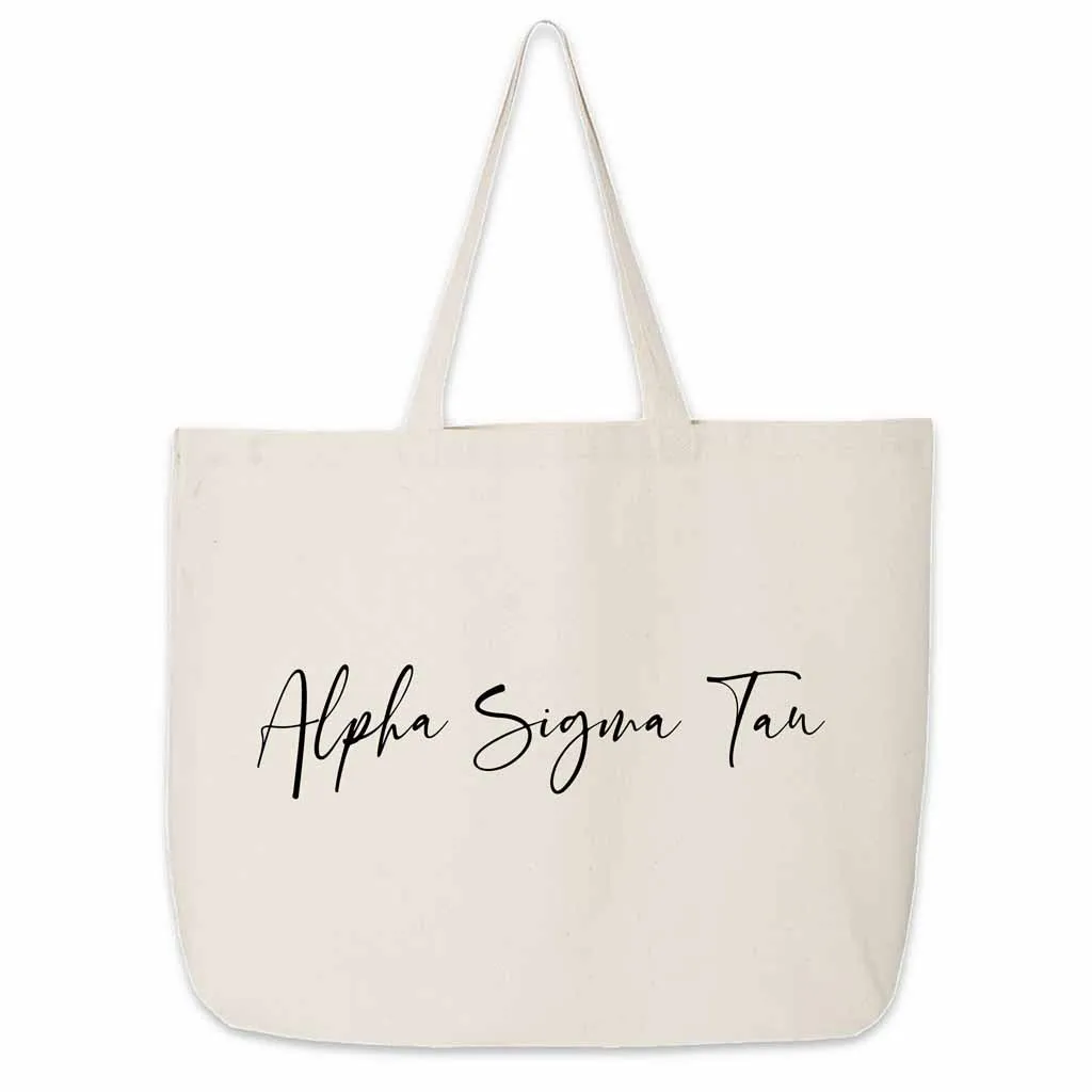 Alpha Sigma Tau Script Writing Nickname Canvas Tote Bag