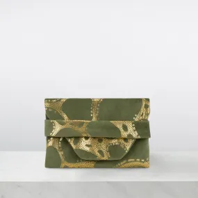 AOIFE MULLANE Printed Flap Clutch - Emerald