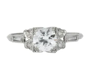 Art Deco 0.97 CTW Diamond Platinum Engagement Ring GIA