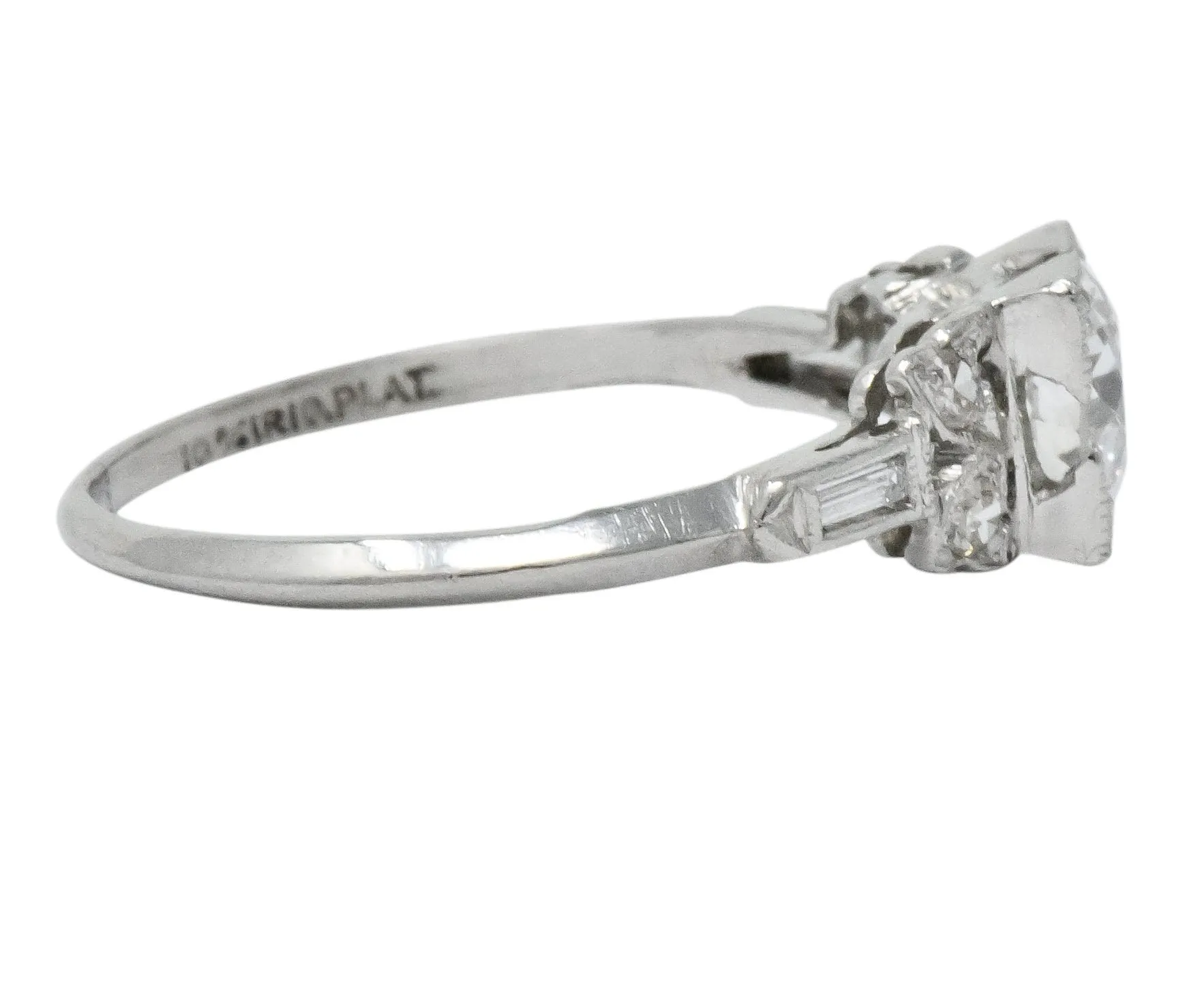 Art Deco 0.97 CTW Diamond Platinum Engagement Ring GIA