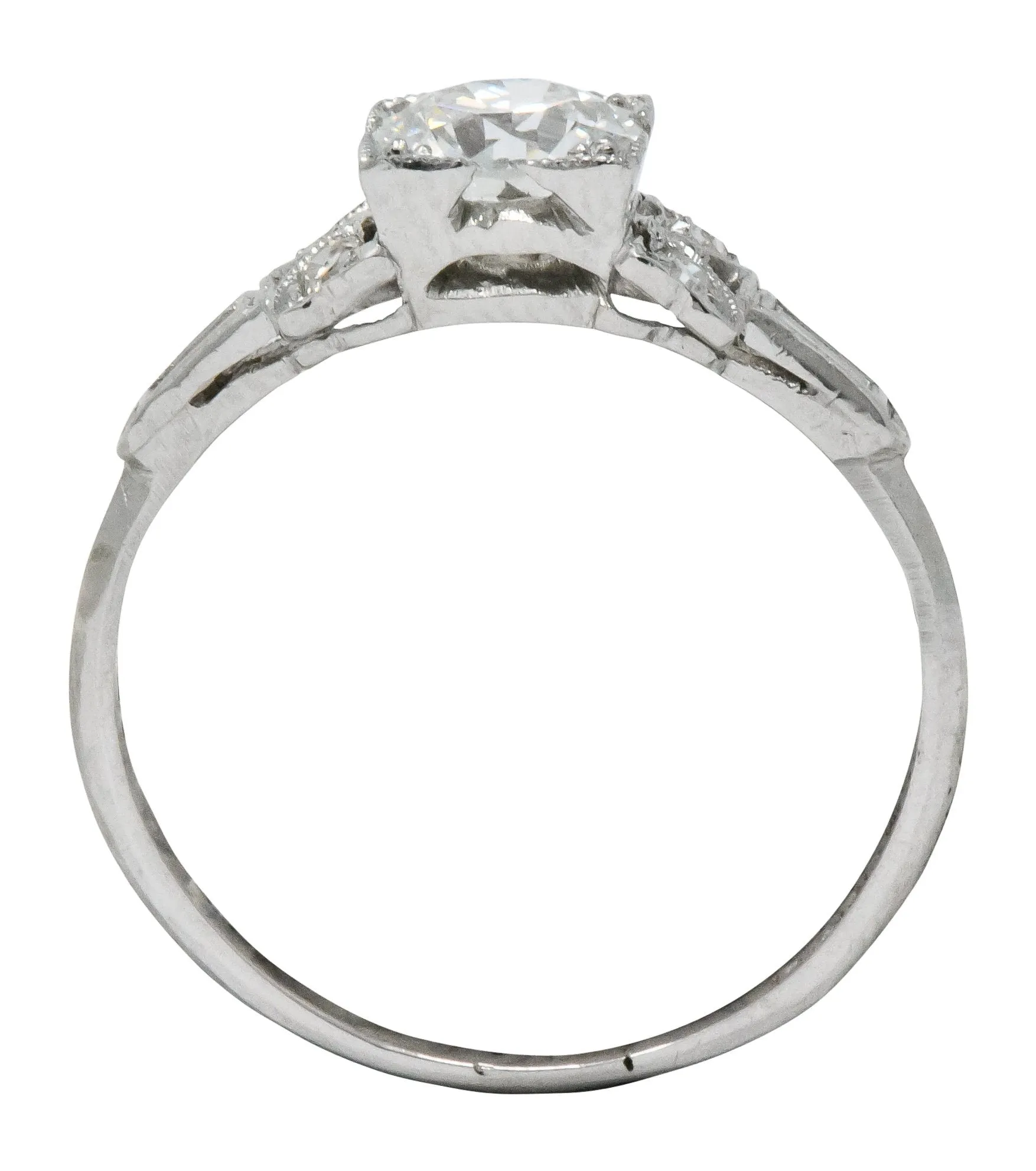 Art Deco 0.97 CTW Diamond Platinum Engagement Ring GIA