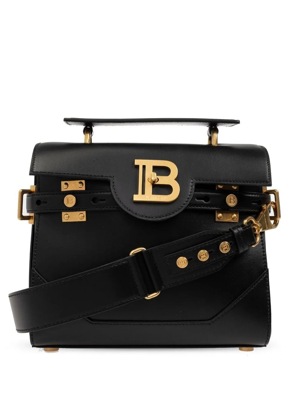 BALMAIN Elegant Black Calf Leather Crossbody Tote