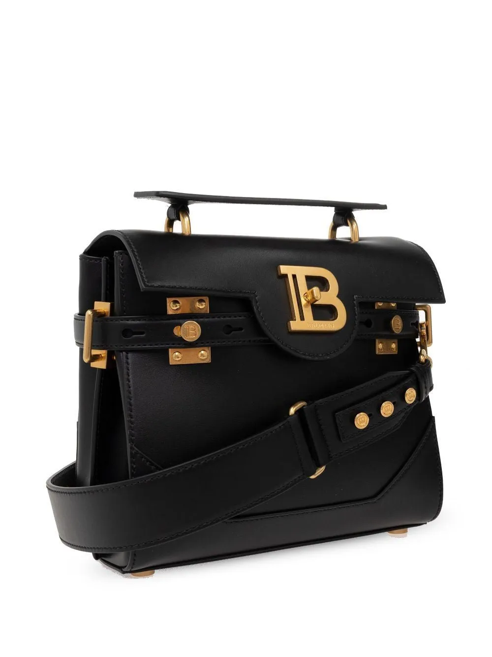 BALMAIN Elegant Black Calf Leather Crossbody Tote