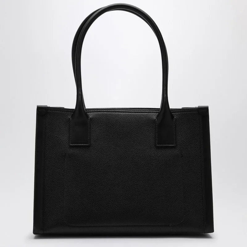 BLACK LEATHER SMALL TOTE BAG BY MY SIDE