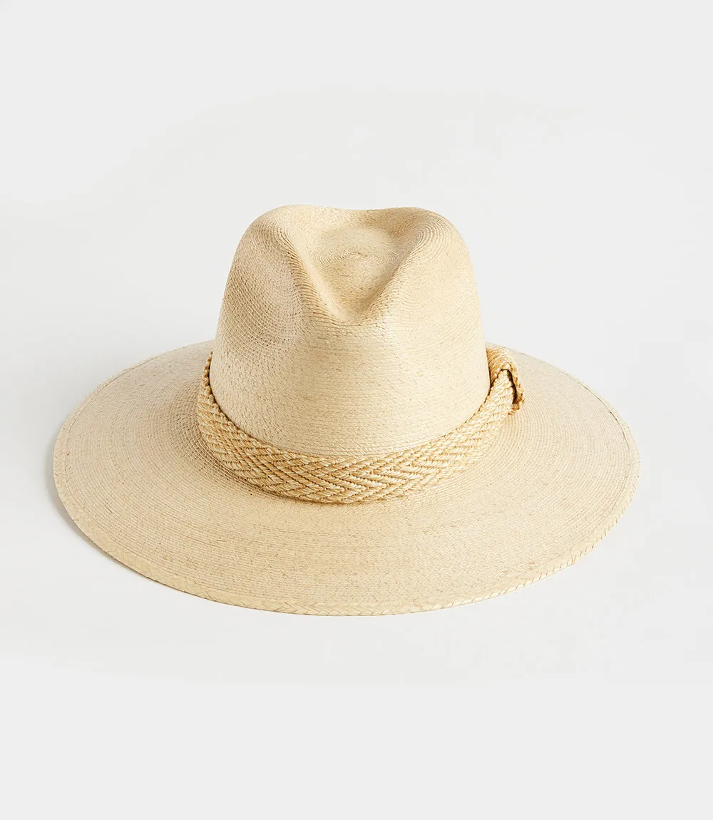 Braided Trim Palm Leaf Fedora Hat