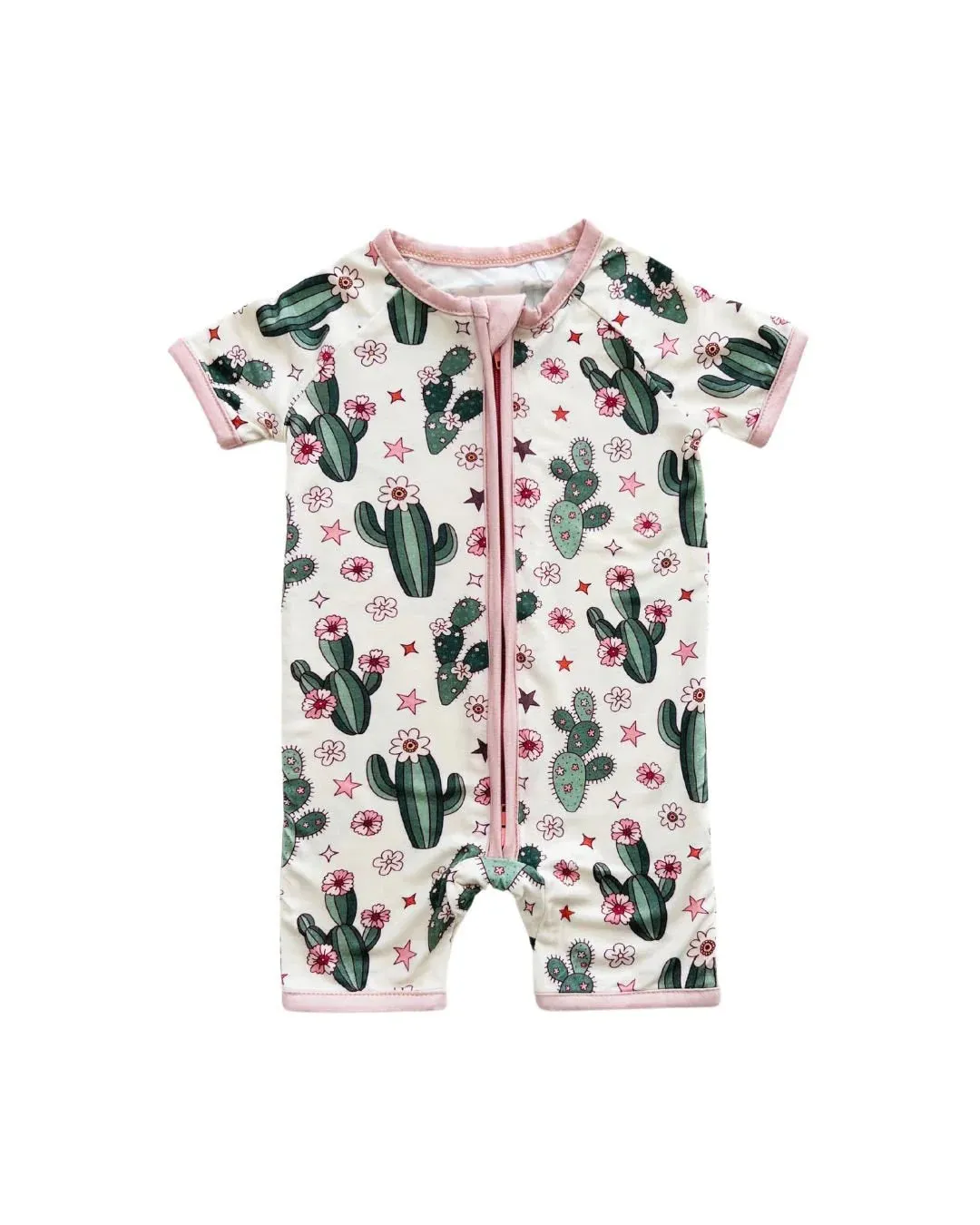 Cactus Flower Bamboo Shorty Romper