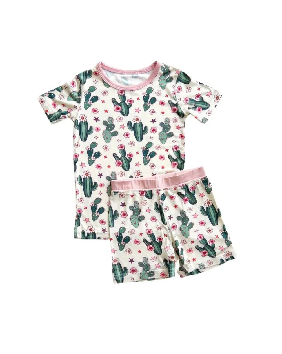 Cactus Flowers Bamboo 2-Piece Shorts Set