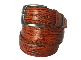 Calf Skin Lizard Embossed Belt Cognac