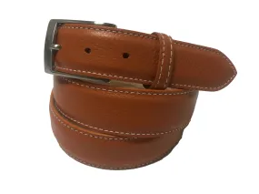 Calf Skin Pebble Belt Brick / White Stitch