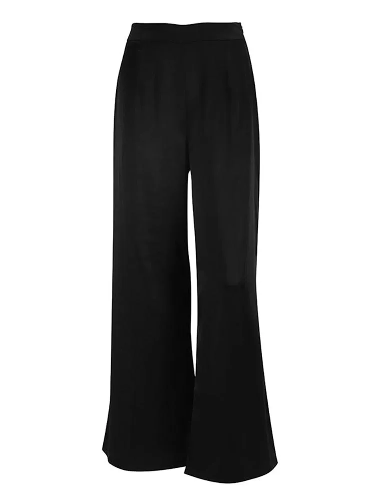 Classy Women High Waist Floor-Length Satin Trousers