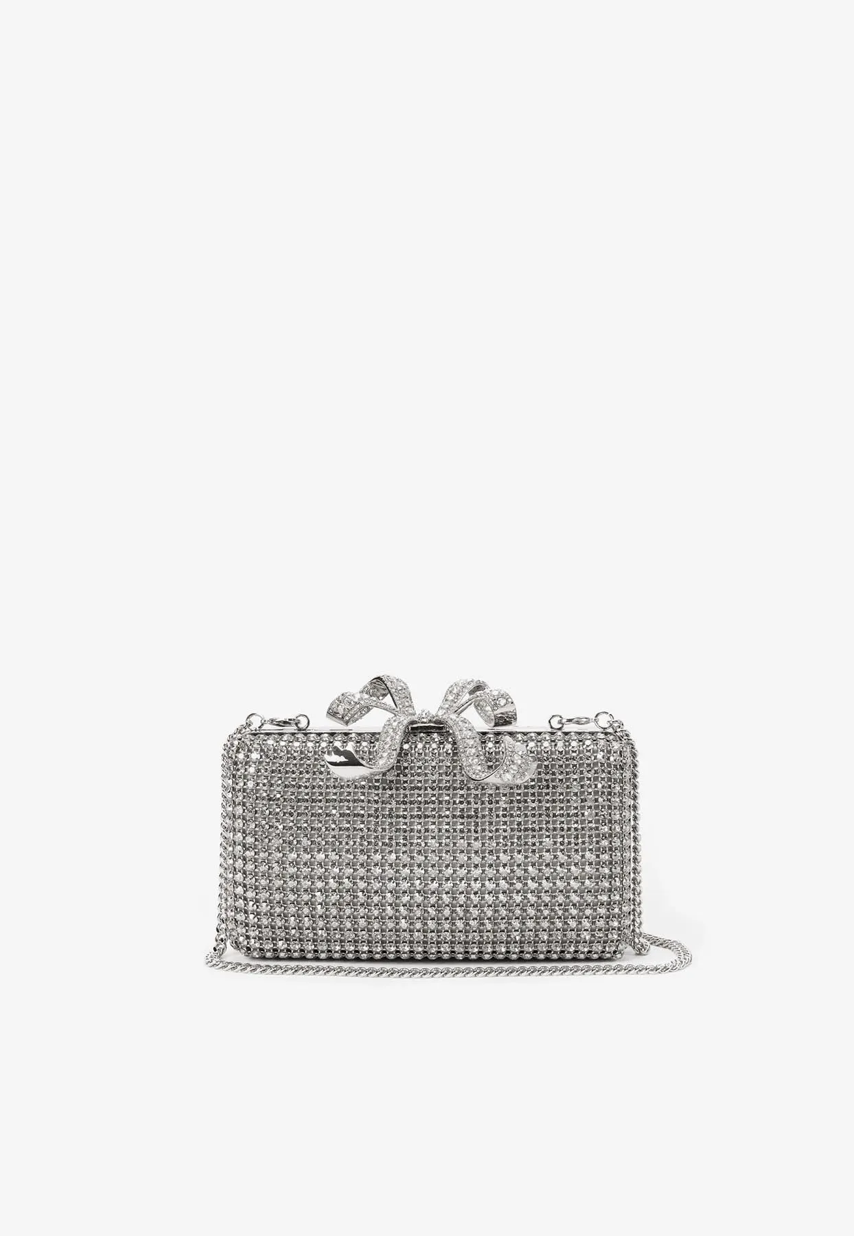 Crystal Bow Studded Box Clutch