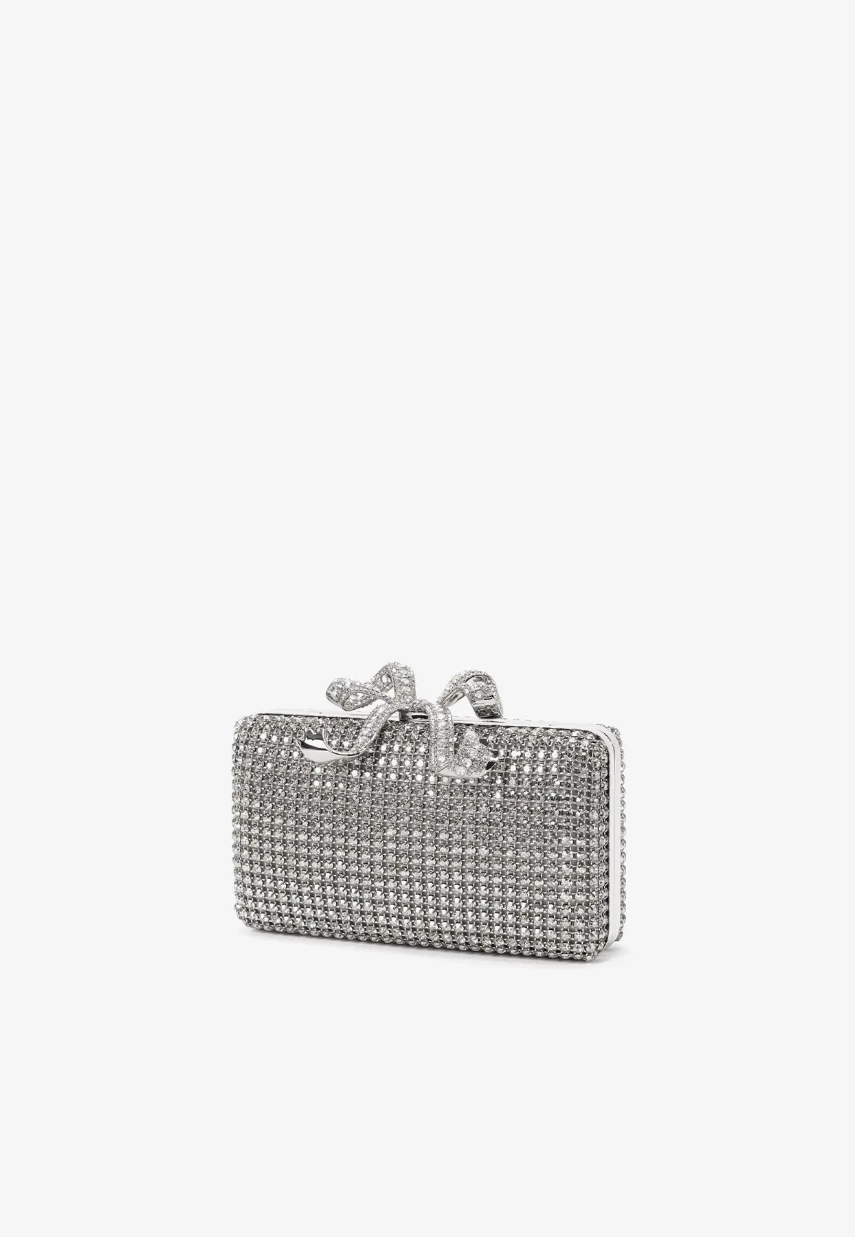 Crystal Bow Studded Box Clutch