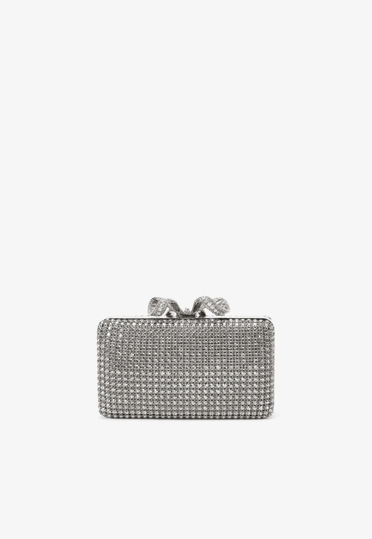 Crystal Bow Studded Box Clutch