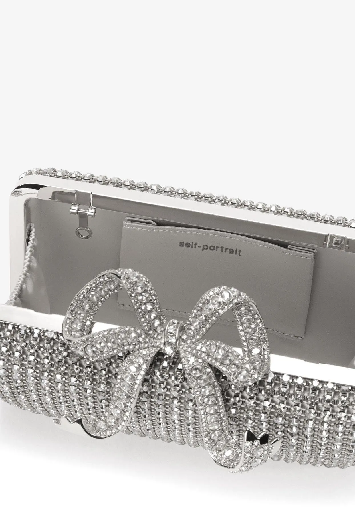 Crystal Bow Studded Box Clutch