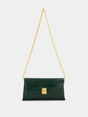 Dark Green Crocodile Leather Nobile Clutch