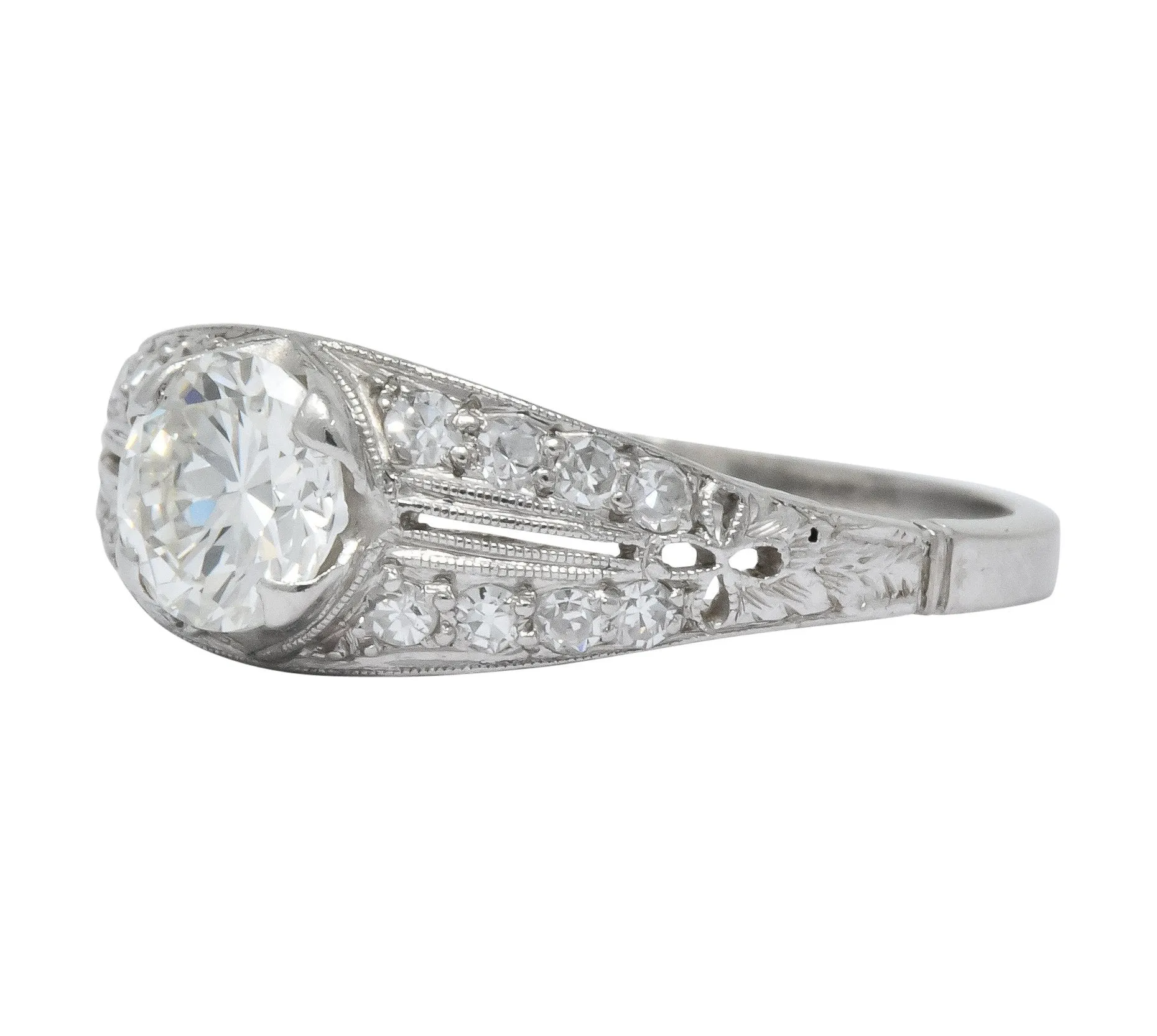 Edwardian 0.95 CTW Diamond Platinum Engagement Ring