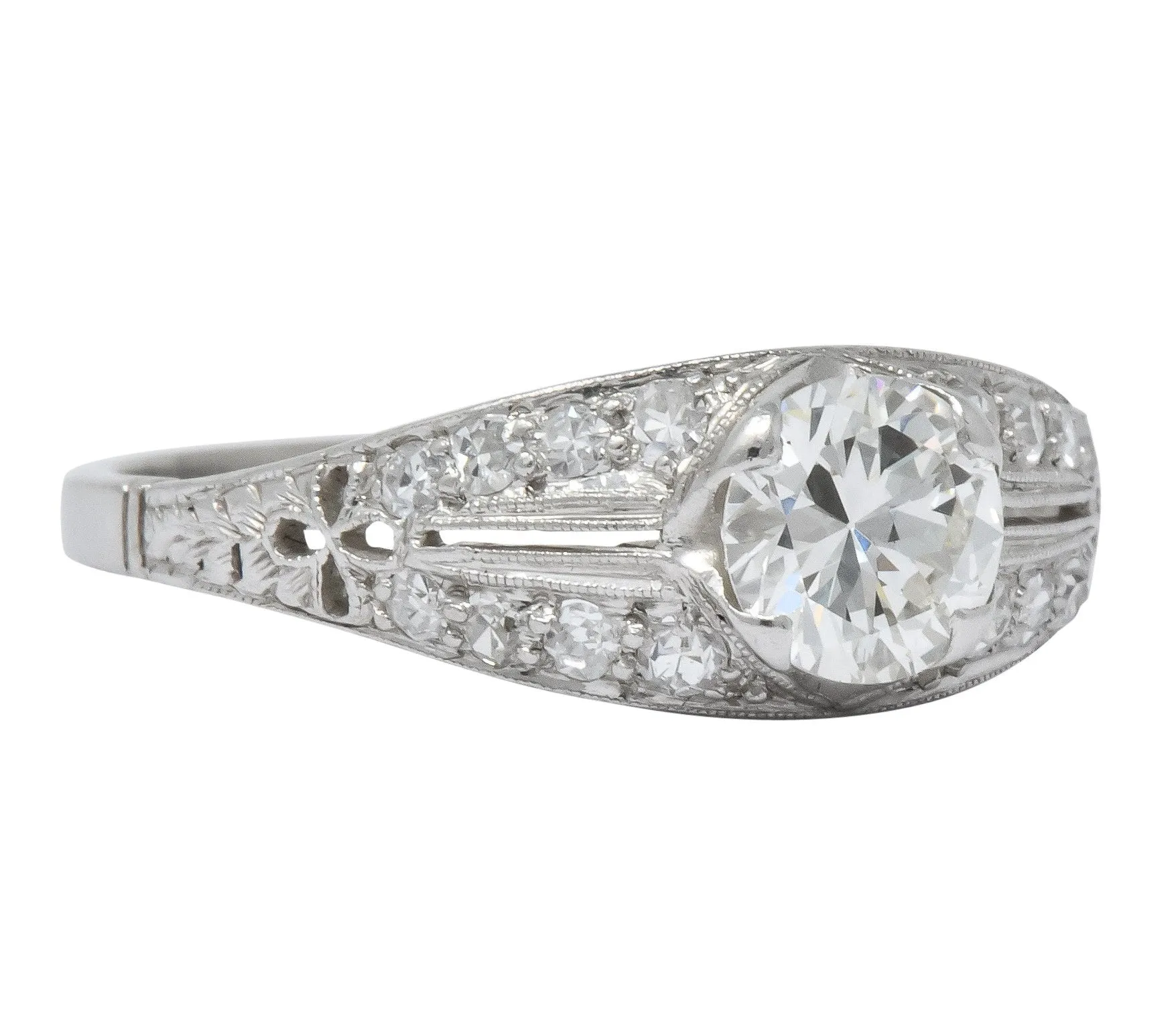 Edwardian 0.95 CTW Diamond Platinum Engagement Ring