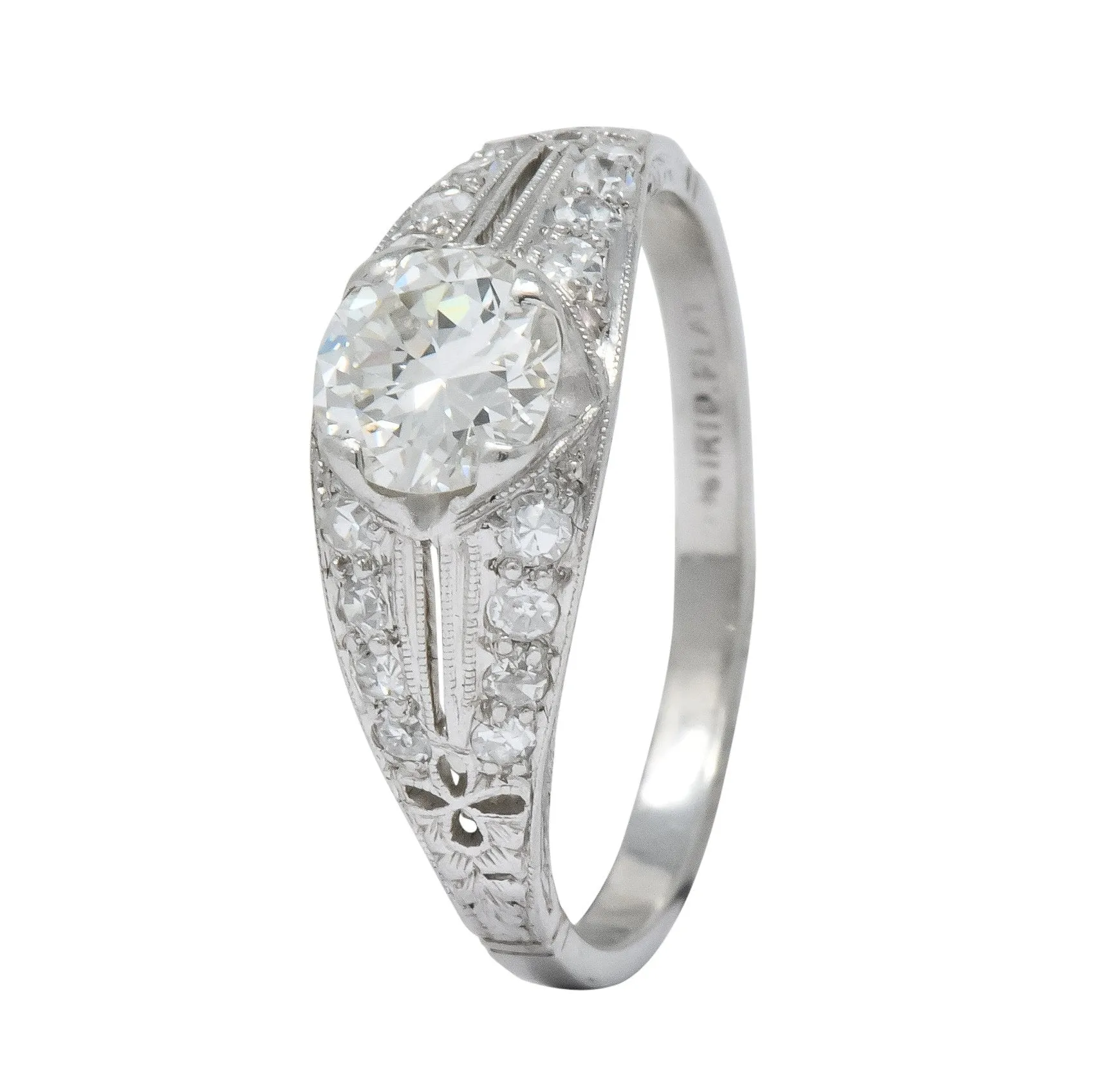 Edwardian 0.95 CTW Diamond Platinum Engagement Ring